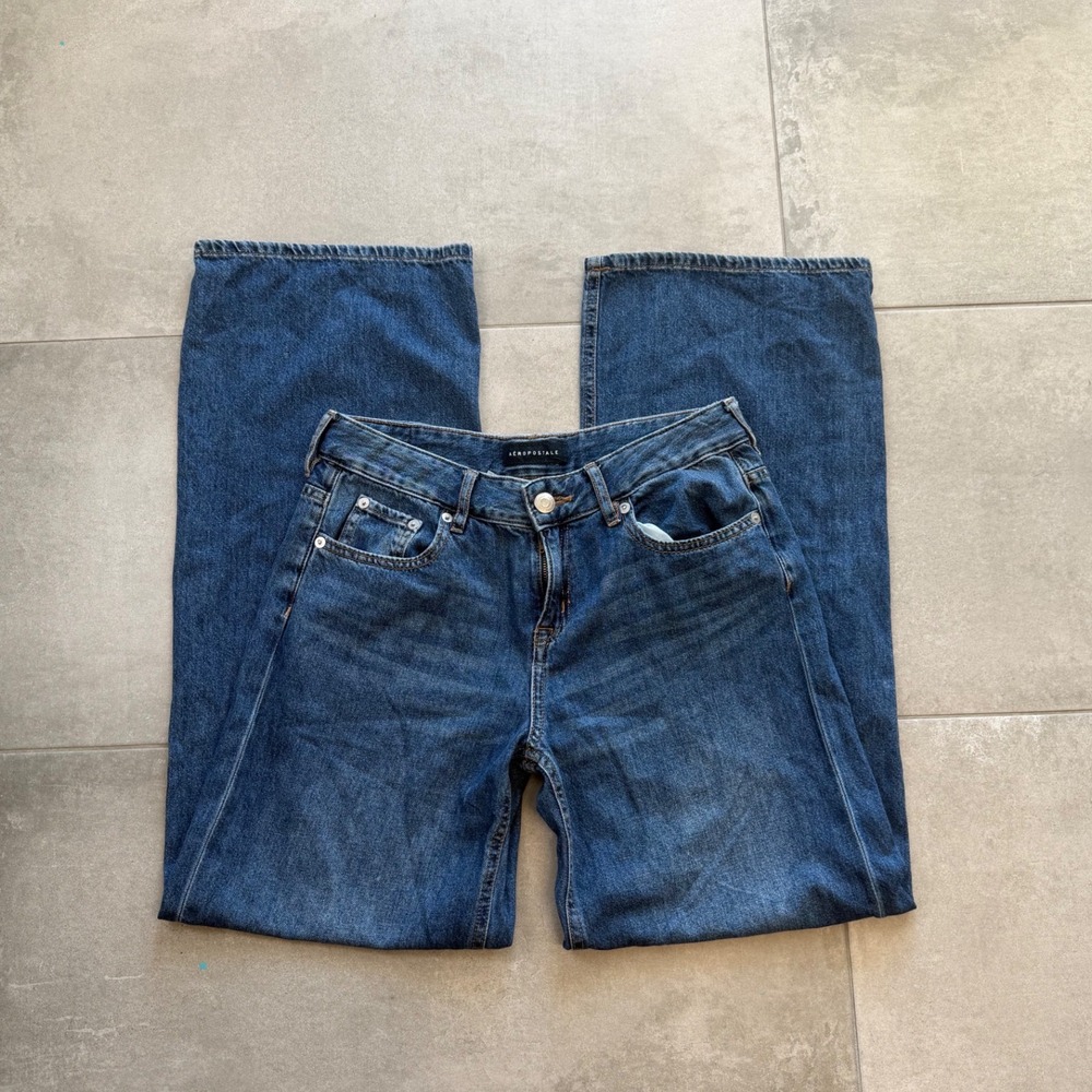 Aeropostale Aero Baggy Wide Leg Jeans Women 4 Regular Medium Wash Denim 28x30